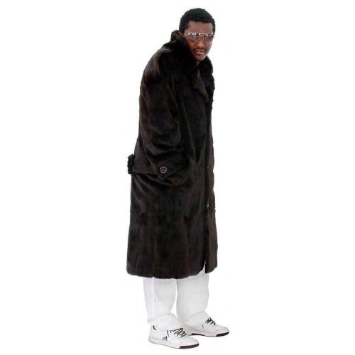 Winter Fur M07F01BK Brown Genuine Full-Skin Mink Fur Full Length Coat